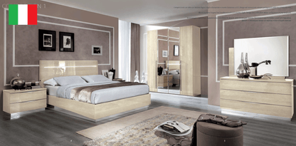 Complete Bedroom Setwith Beige High Gloss Lacquer - 011