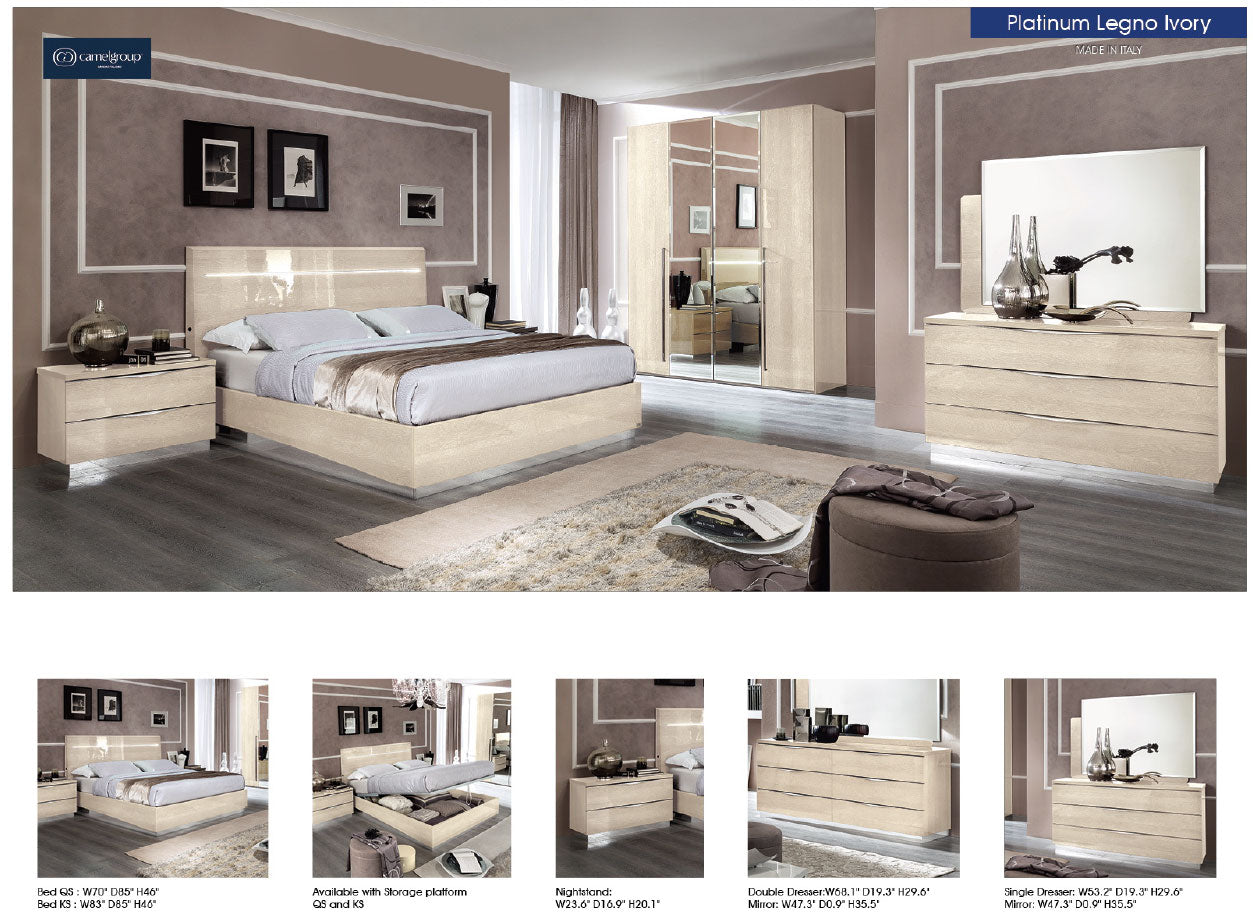 Complete Bedroom Setwith Beige High Gloss Lacquer - 011