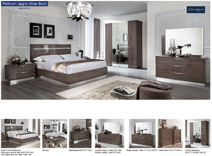 Complete Bedroom Setwith Silver High Gloss Lacquer
