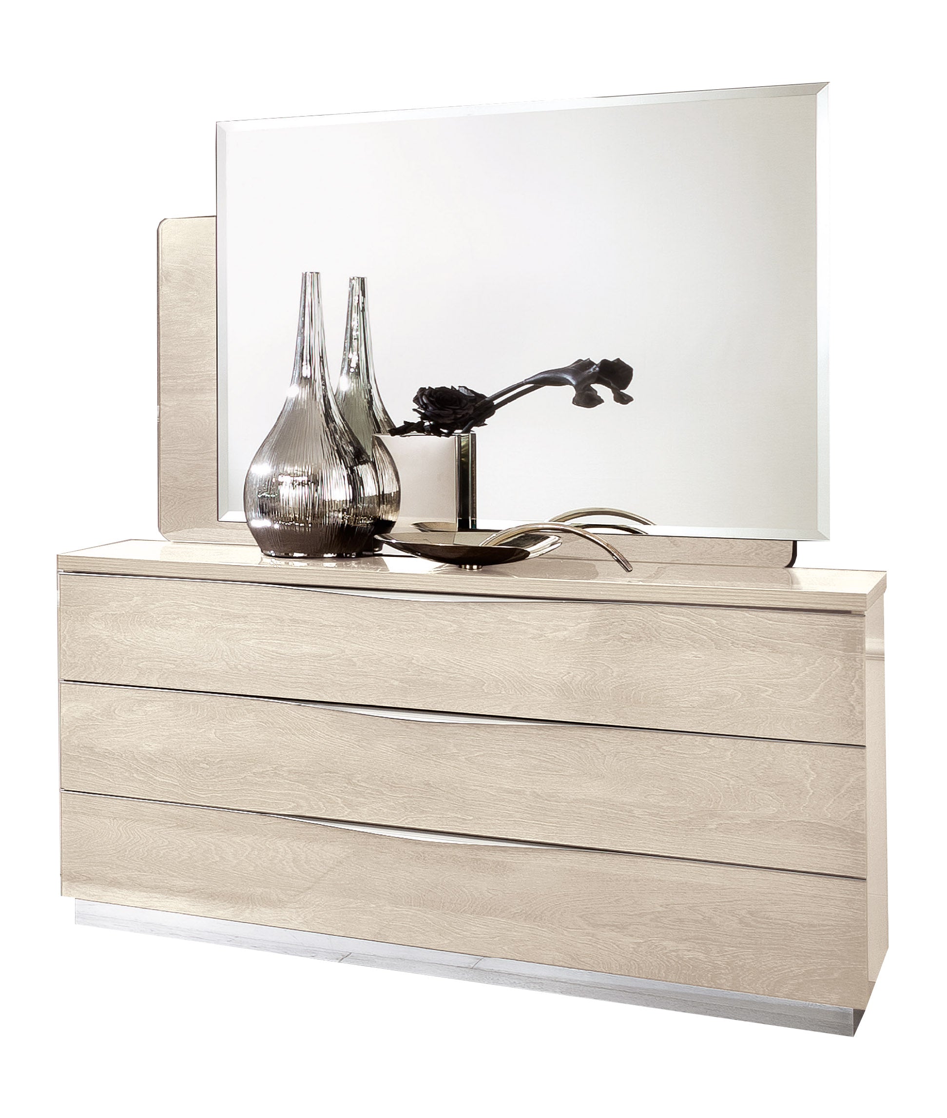 Modern Light Beige Dresser with High-Gloss Finish