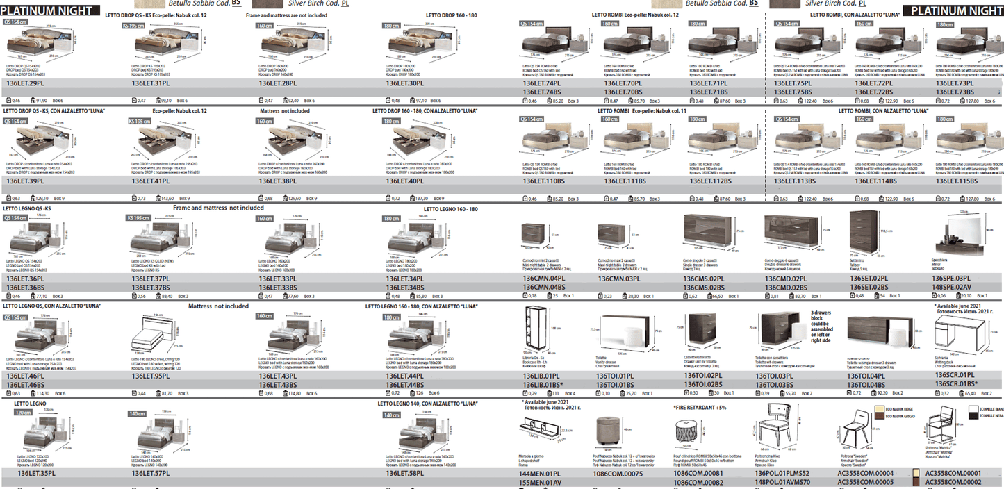Complete Bedroom Setwith Beige High Gloss Lacquer - 011