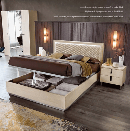 Complete Bedroom Setwith Beige High Gloss Lacquer - 69 Inch