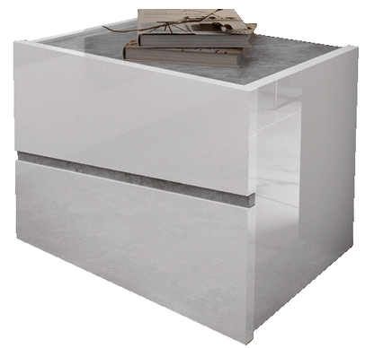 Modern White Nightstand with High-Gloss Finish (23" W)