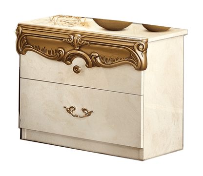 Modern Gold and Light Beige Nightstand with High-Gloss Finish