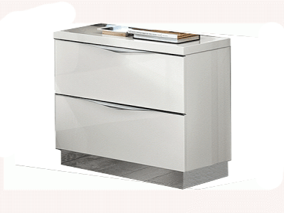 Complete Bedroom Setwith White High Gloss Lacquer - 30 Inch