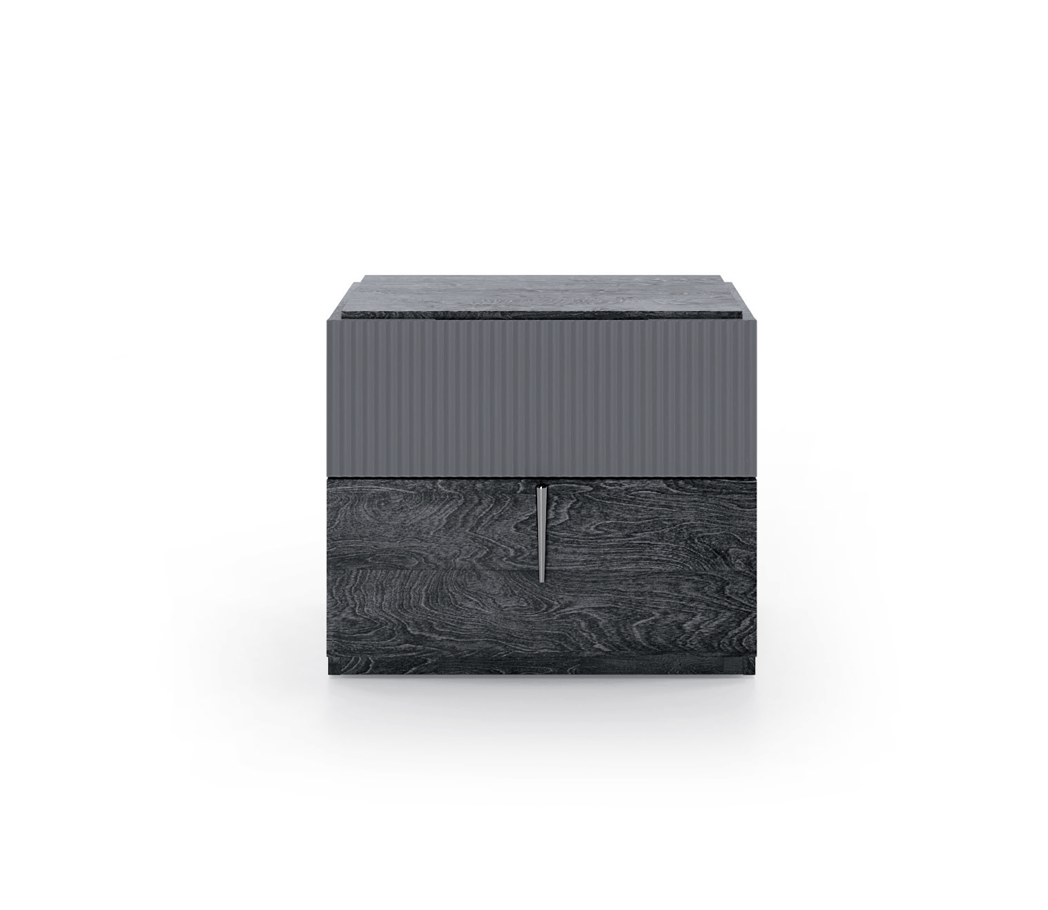 Contemporary Gray/Silver Nightstand with Matte Finish