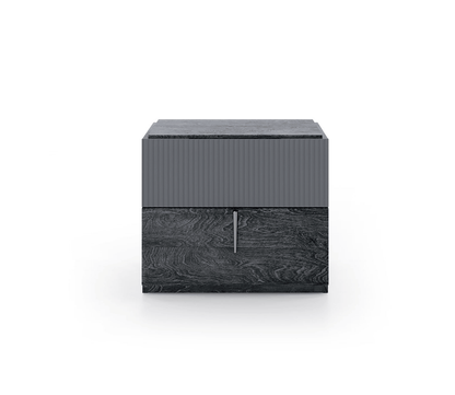 Contemporary Gray/Silver Nightstand with Matte Finish