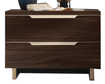 Modern Walnut Nightstand with High-Gloss Finish