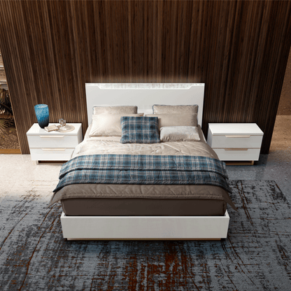 Modern White Nightstand with High-Gloss Finish
