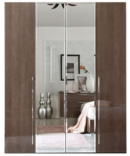 Complete Bedroom Setwith Walnut High Gloss Lacquer, Shiny