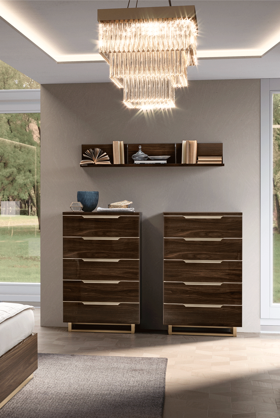 Complete Bedroom Setwith Walnut High Gloss Lacquer, Mat, Special Order Finish