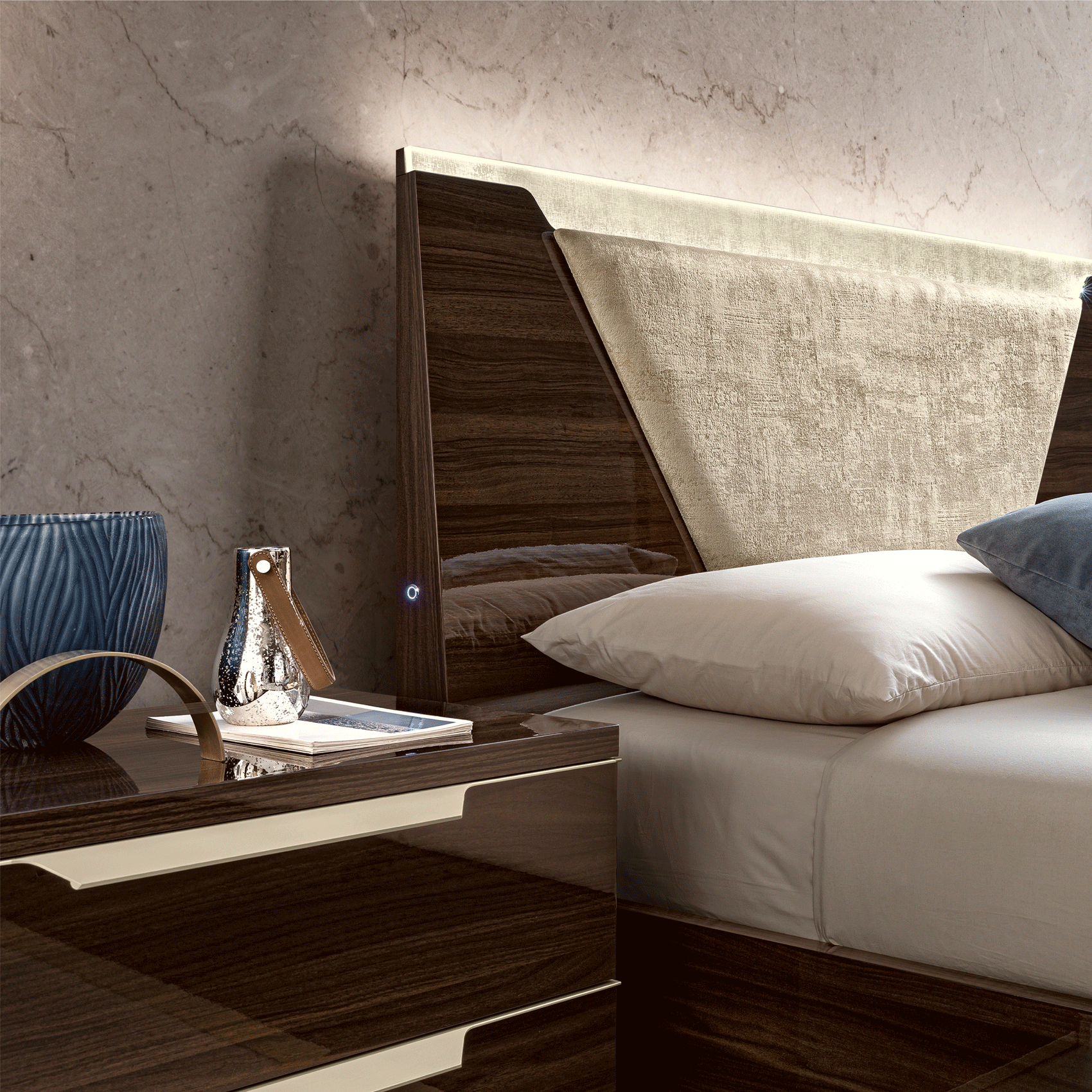 Complete Bedroom Setwith Walnut High Gloss Lacquer, Mat, Special Order Finish