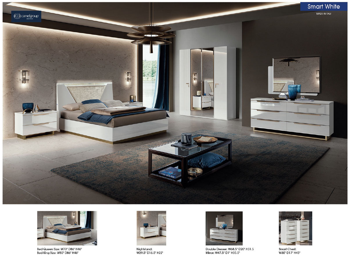 Complete Bedroom Setwith White High Gloss Lacquer, Mat - 014