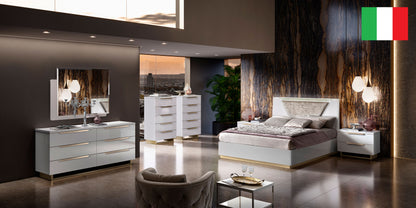 Complete Bedroom Setwith White High Gloss Lacquer, Mat - 014
