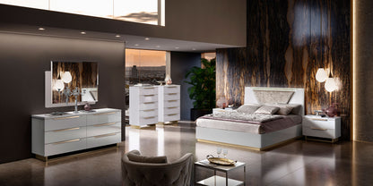 Complete Bedroom Setwith White High Gloss Lacquer, Mat - 014