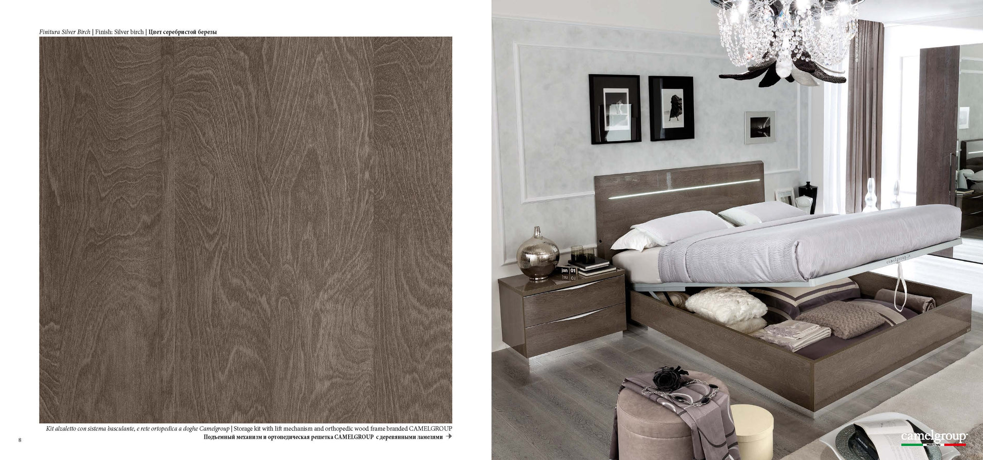 Complete Bedroom Setwith Silver High Gloss Lacquer