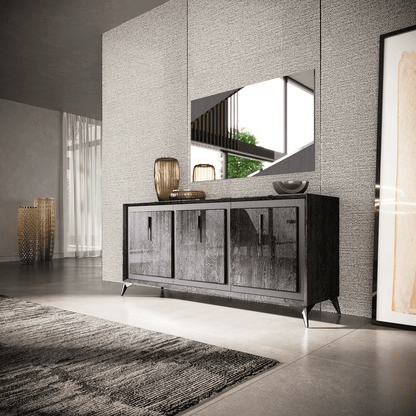 Contemporary Black Mirror with High Gloss Lacquer, Mat, Special Order Finish