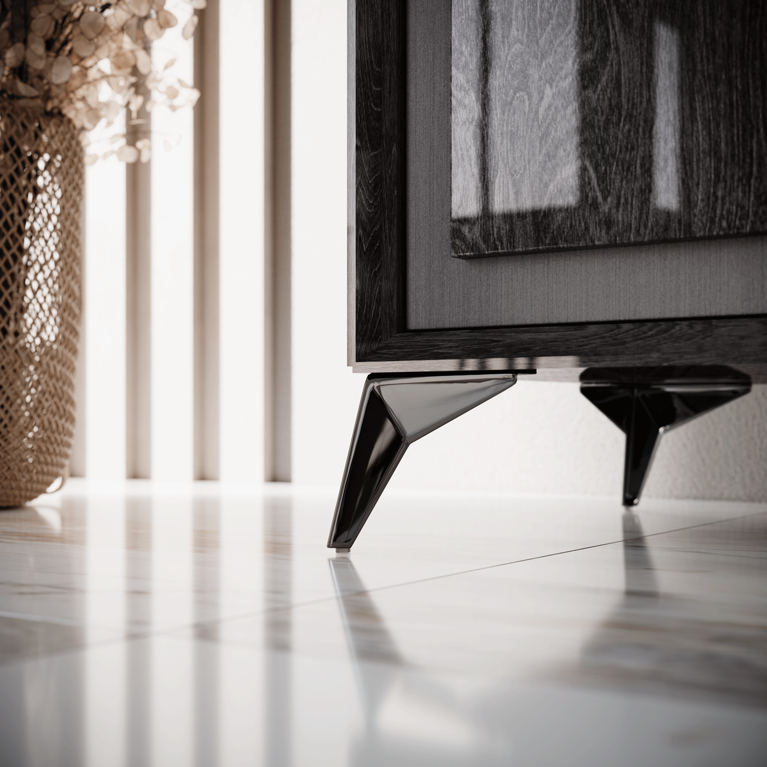 Contemporary Black Mirror with High Gloss Lacquer, Mat, Special Order Finish