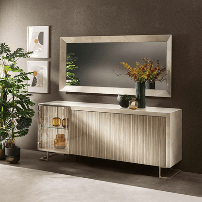 Classic Beige Mirror with High Gloss Lacquer Finish