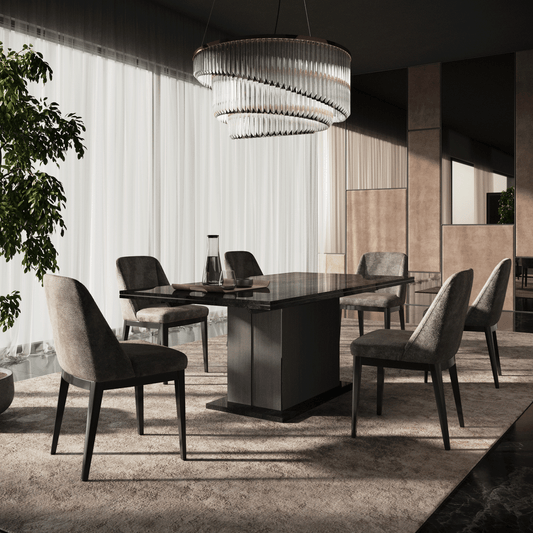 Modern Gloss Extendable Dining Table with Extension Leaf and Diamond Cut Feet