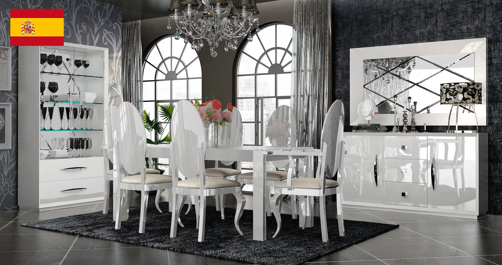 Modern White Mirror with High Gloss Lacquer, Mat Finish - 002