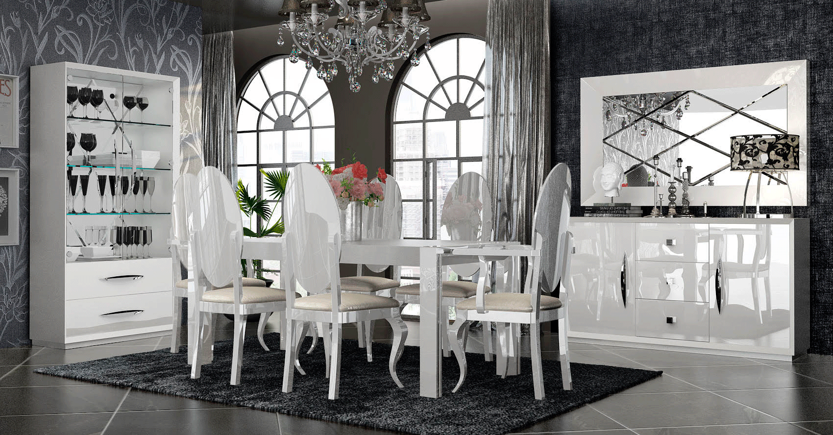 Modern White Mirror with High Gloss Lacquer, Mat Finish - 002