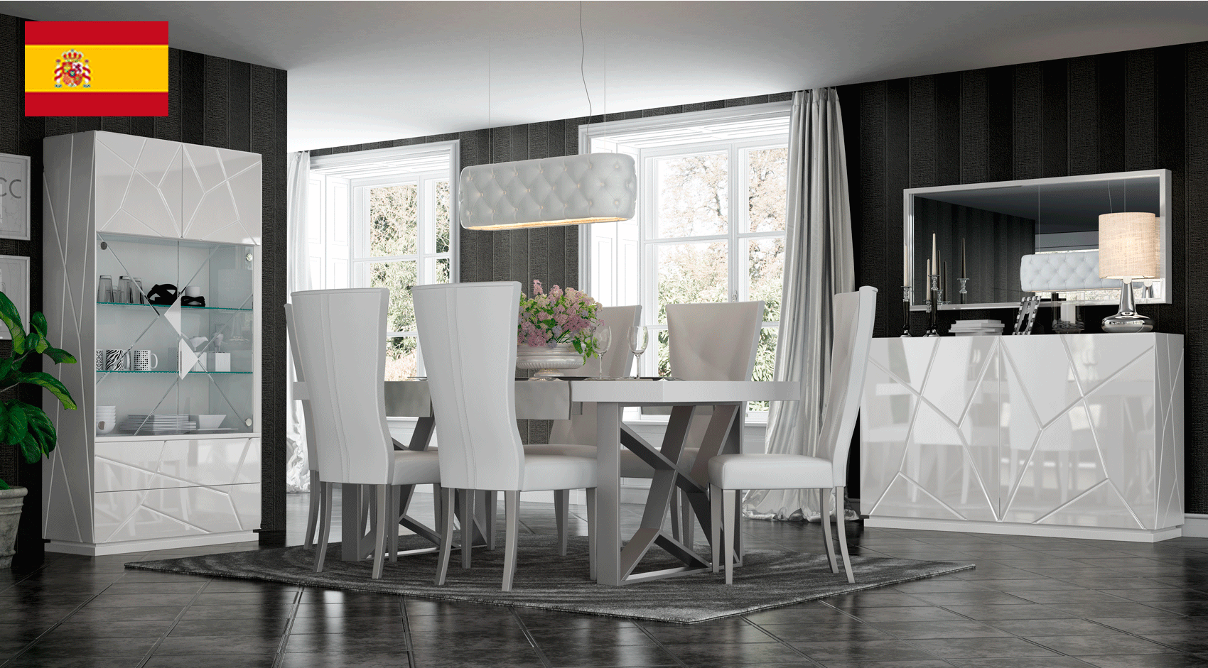 Modern White Mirror with High Gloss Lacquer, Mat Finish