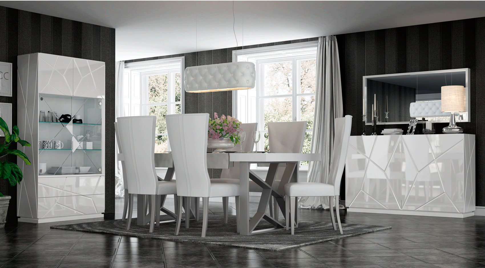 Modern White Mirror with High Gloss Lacquer, Mat Finish