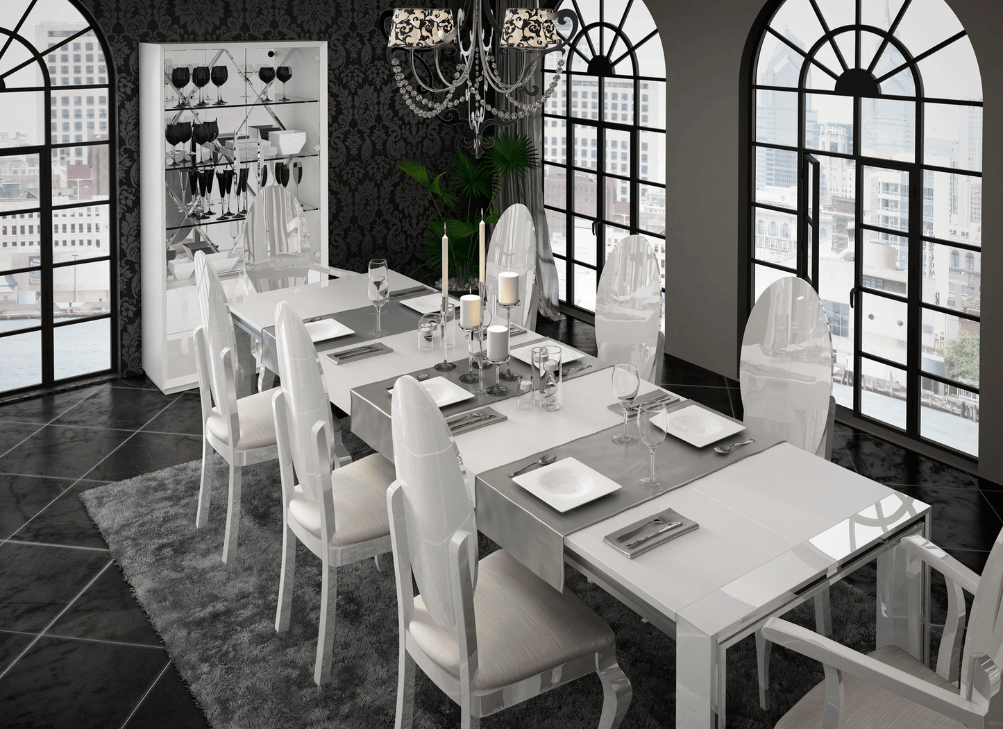 Modern White Mirror with High Gloss Lacquer, Mat Finish - 002