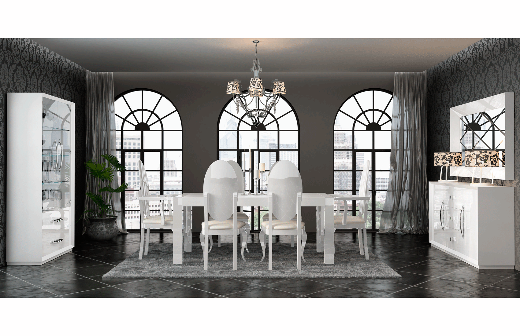 Modern White Mirror with High Gloss Lacquer, Mat Finish - 002
