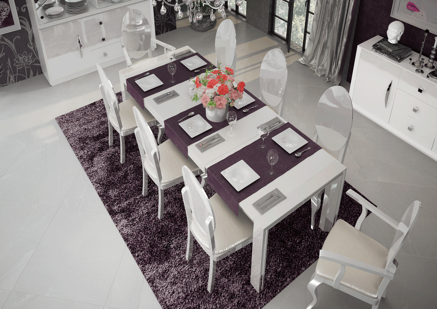 Modern White Mirror with High Gloss Lacquer, Mat Finish - 002