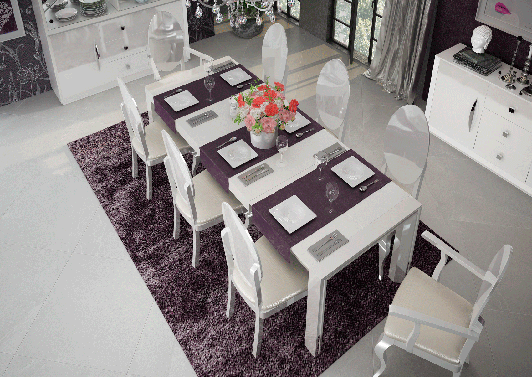 Modern White Mirror with High Gloss Lacquer, Mat Finish - 002