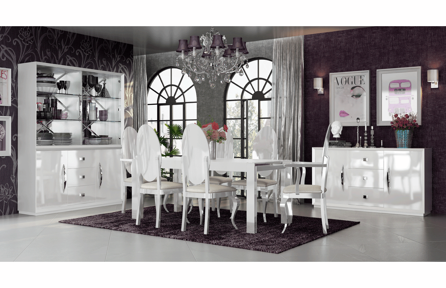 Modern White Mirror with High Gloss Lacquer, Mat Finish - 002