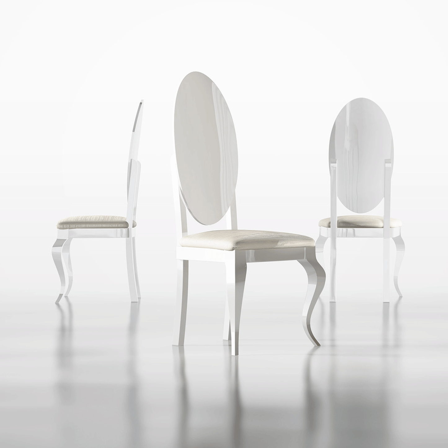 Modern White Mirror with High Gloss Lacquer, Mat Finish - 002