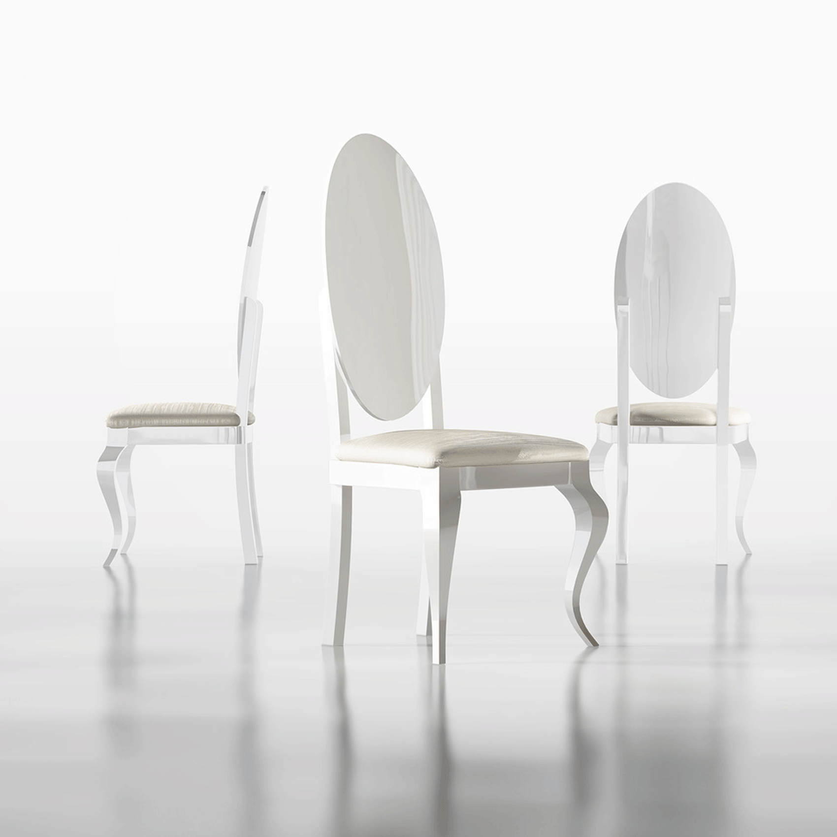 Modern White Mirror with High Gloss Lacquer, Mat Finish - 002