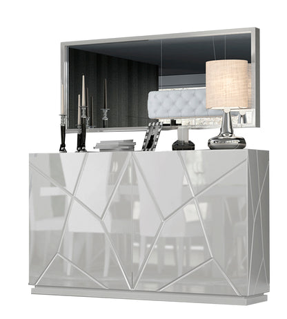 Modern White Mirror with High Gloss Lacquer, Mat Finish
