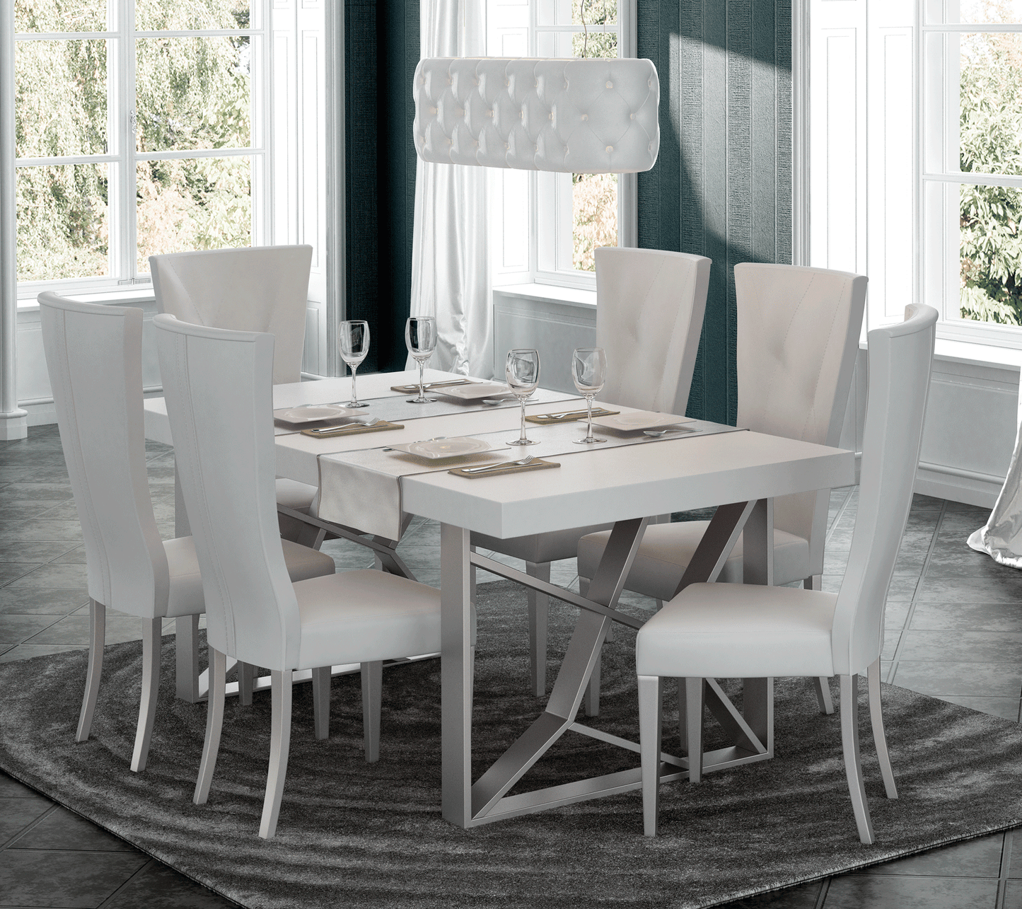 Modern White Mirror with High Gloss Lacquer, Mat Finish