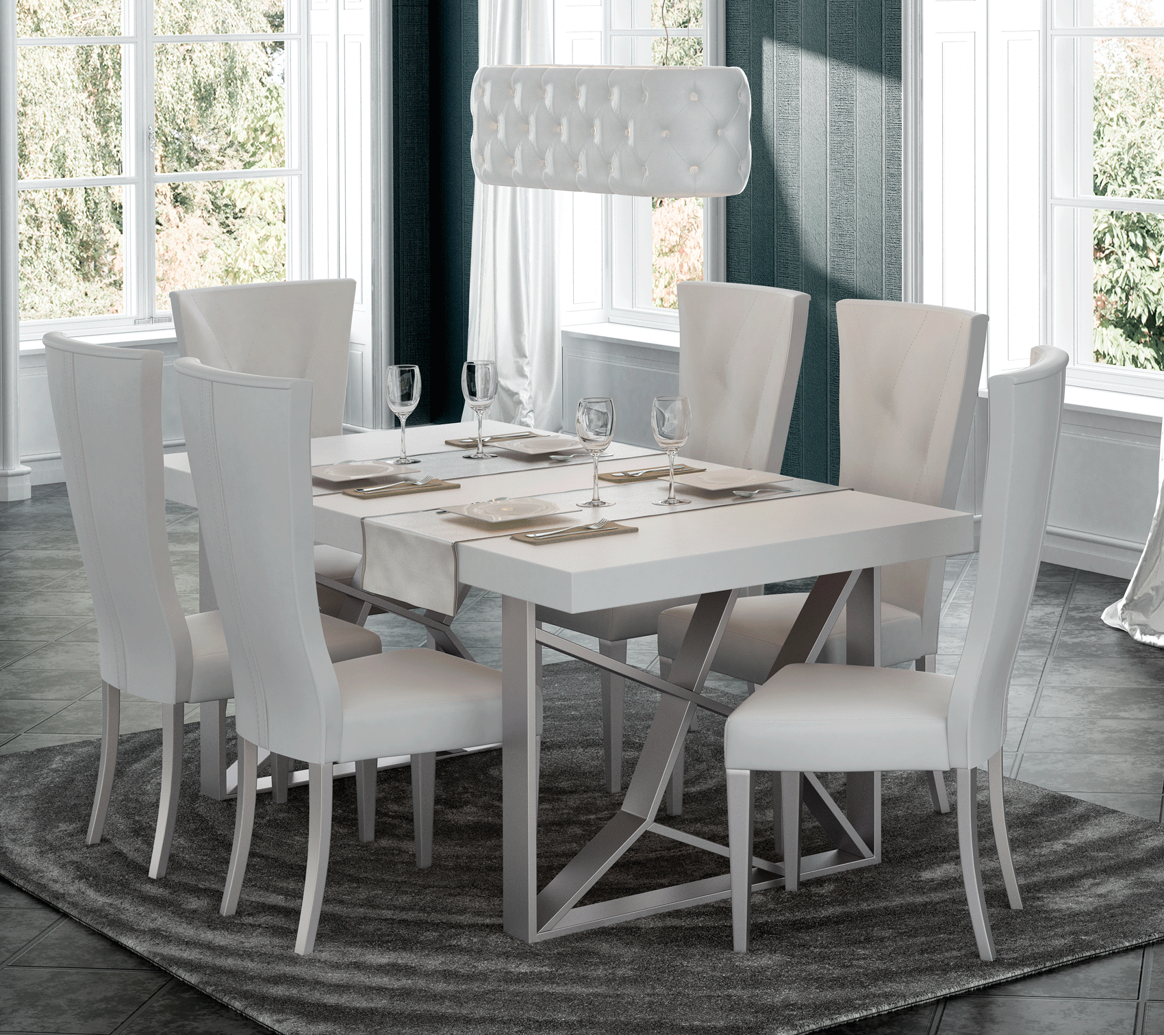 Modern White Mirror with High Gloss Lacquer, Mat Finish
