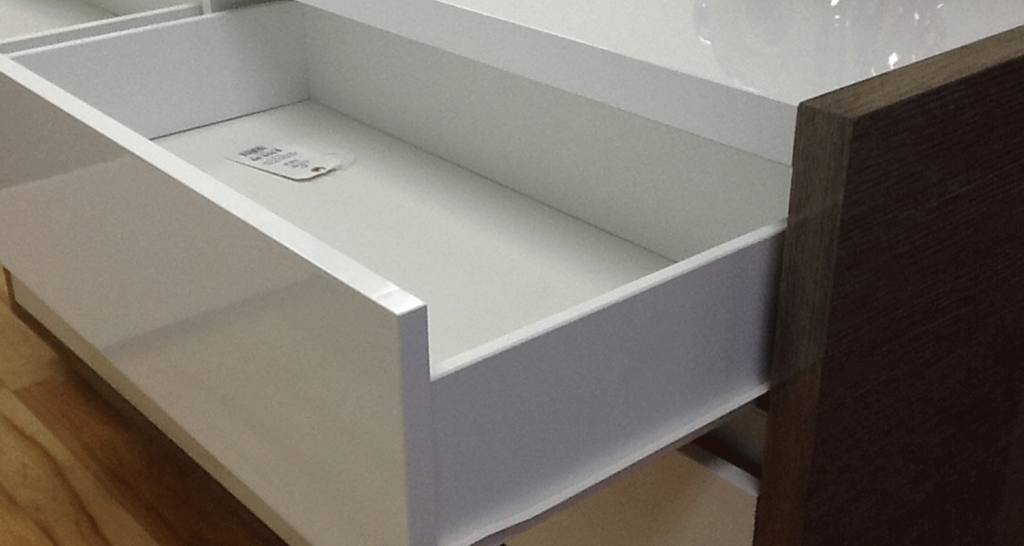 Modern High-Gloss White and Grey Queen Bedroom Set with Platform Bed and 3 Drawer Dresser with Mirror