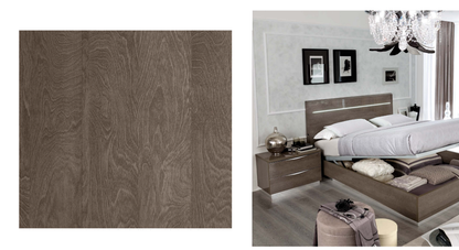 Modern Silver Birch Bed with Integrated Headboard Lighting and Coordinating Dresser
