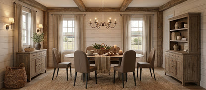 Classic Sand Extendable Dining Table with Upholstered Side Chairs and Extension Leaves