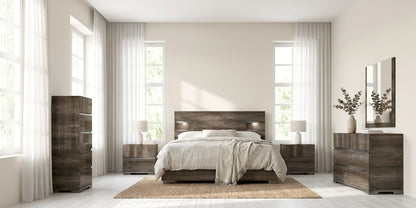 Contemporary Vintage Oak Bedroom Set with Soft-Close Drawers and Dresser Mirror