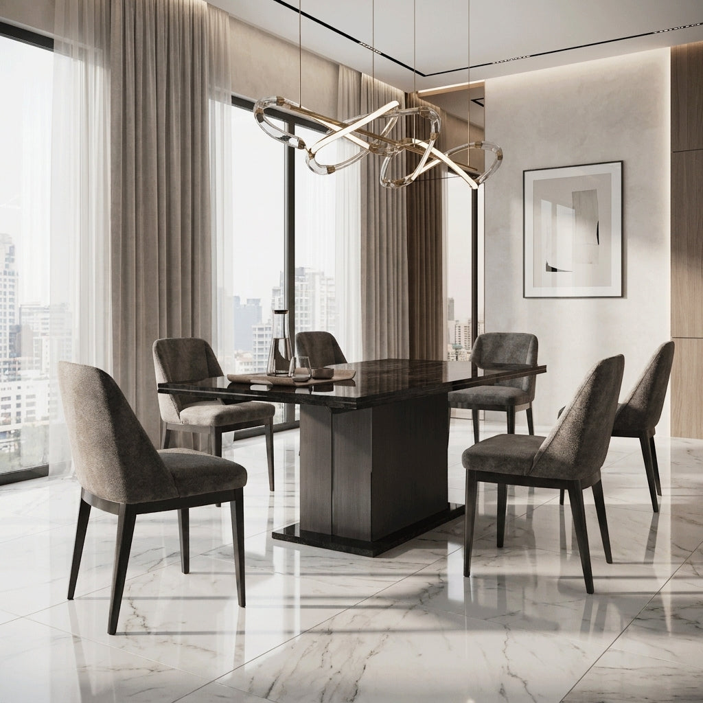 Modern Gloss Extendable Dining Table with Extension Leaf and Diamond Cut Feet
