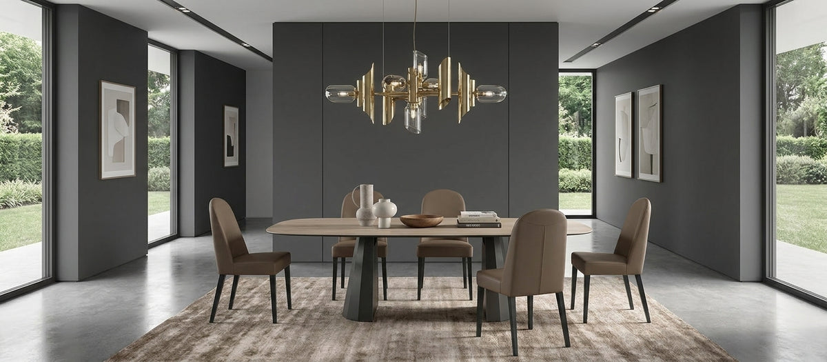 Classic Sand Extendable Dining Table with Upholstered Side Chairs and Extension Leaves